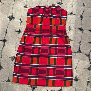 Banana Republic plaid strapless dress